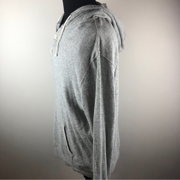 J. Crew Thermal Henley Hoodie Men's XL Gray Waffle Vintage Fleece G7654 New NWT - Picture 3 of 9